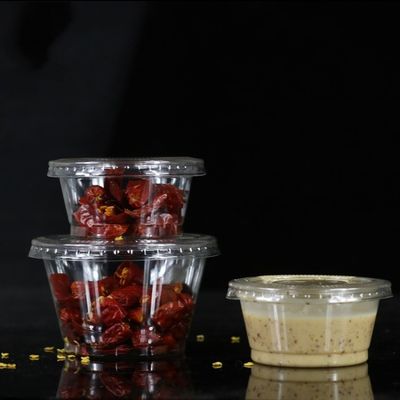 Mini ramah lingkungan pp pakai cangkir saus plastik transparan dengan tutup penutup pemasok