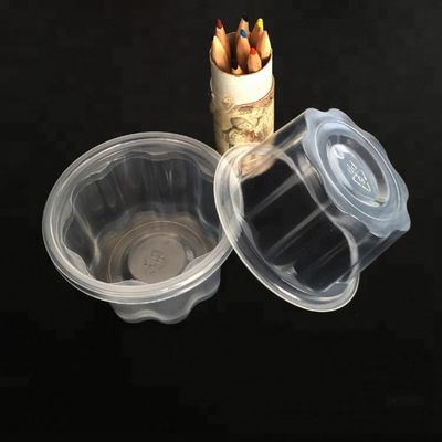 Murah ramah lingkungan 10oz cangkir plastik PET yang jelas untuk es krim dengan tutup pemasok